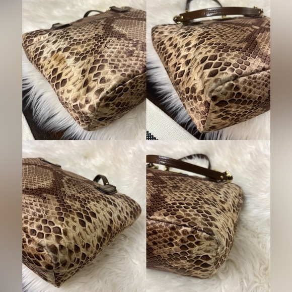 Coach Nylon Beige Python Print Tote/Shoulder Bag - Picture 6 of 10